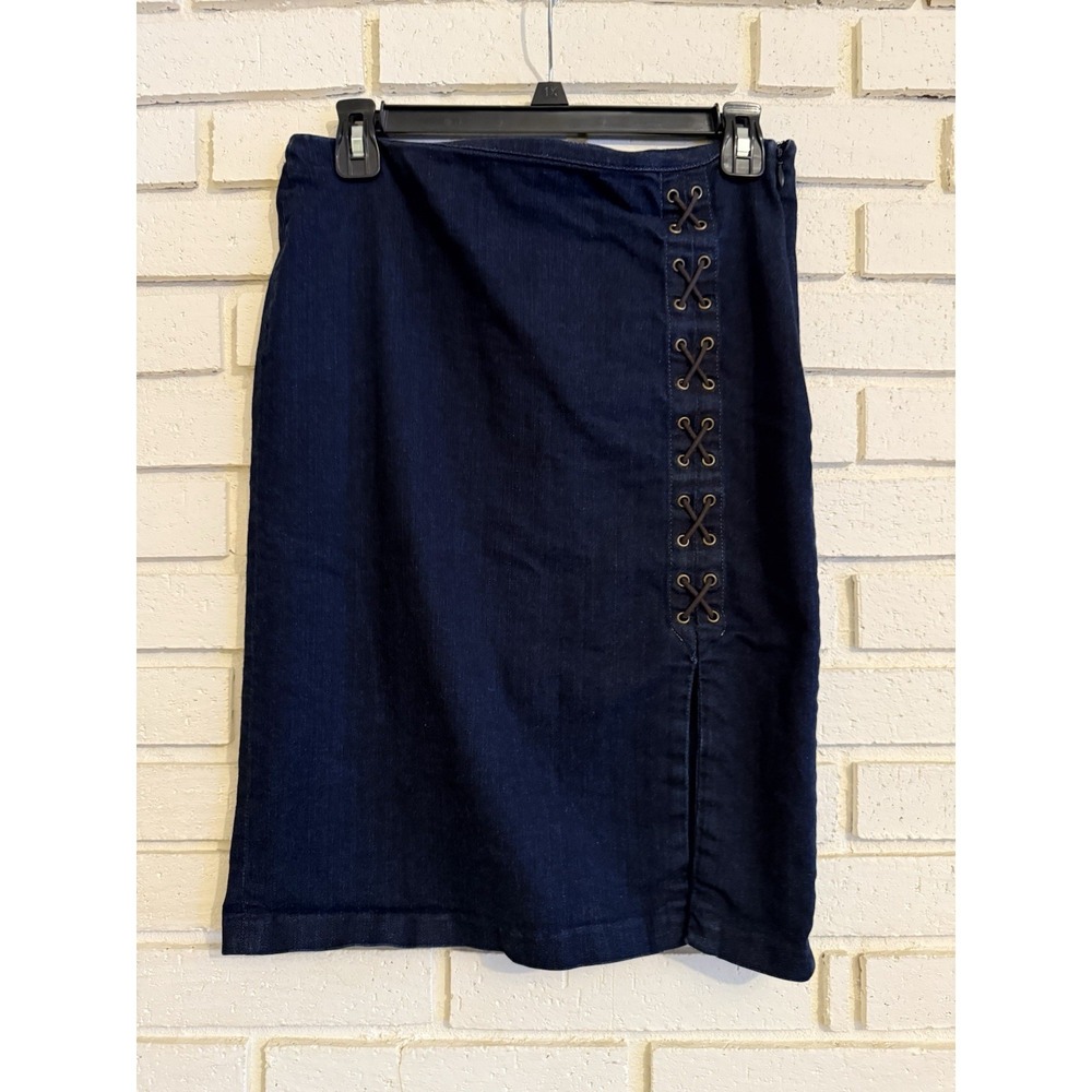 Lauren Ralph Lauren Lace up Dark Denim Skirt Western Countrycore Cowgirl size 4